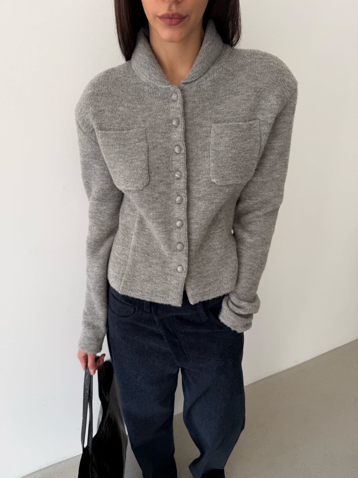 Pebble Knit Jacket- Oatmeal Gray