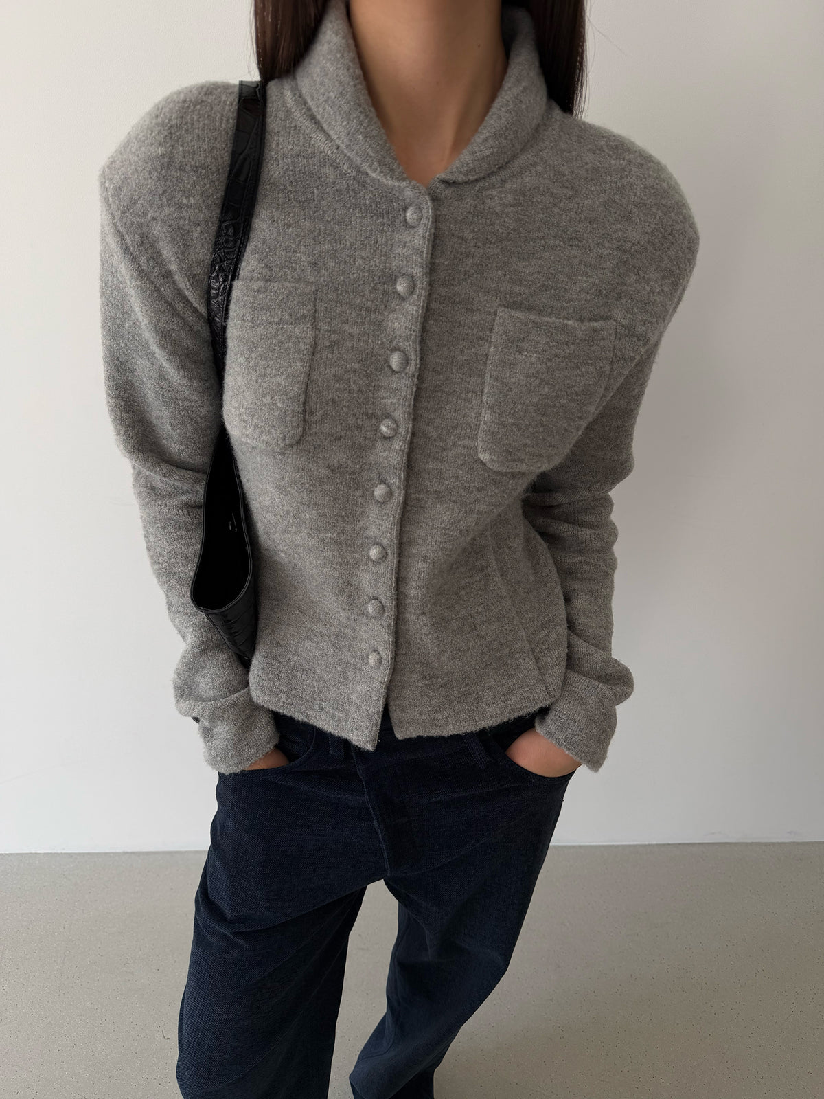 Pebble Knit Jacket- Oatmeal Gray
