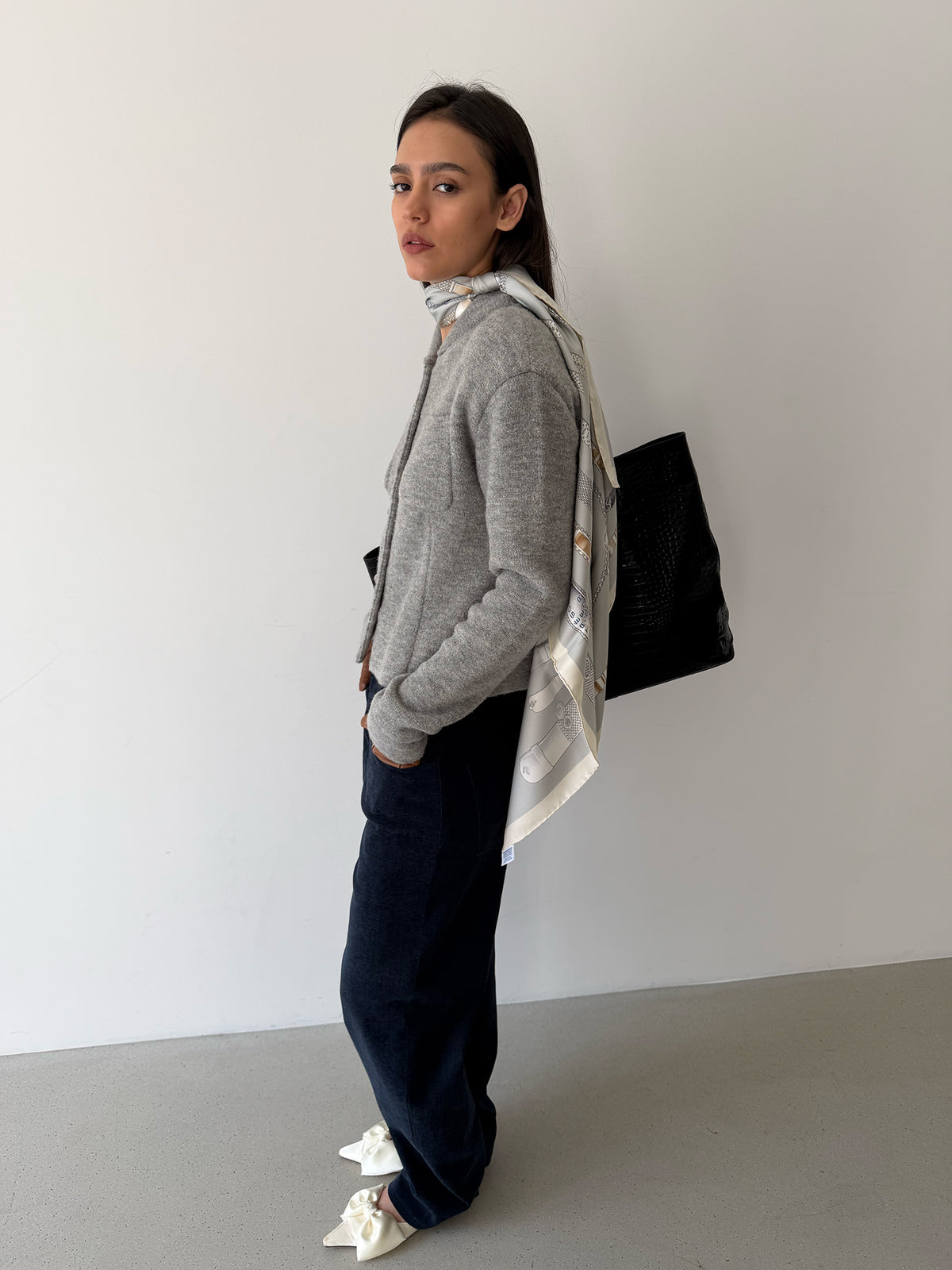 Pebble Knit Jacket- Oatmeal Gray