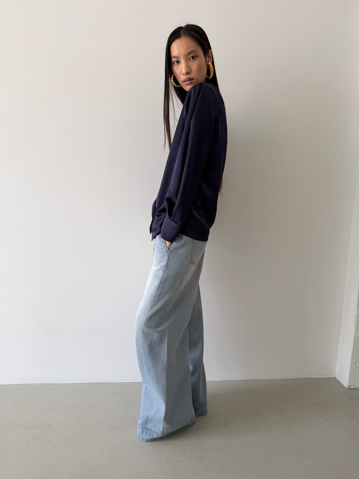 TIE MIDDY BLOUSE - ROYAL NAVY
