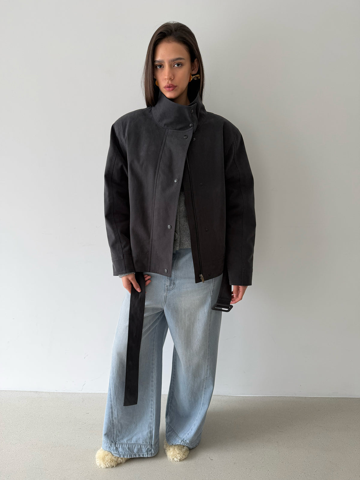 Yves Cotton Jacket - Carbon Grey