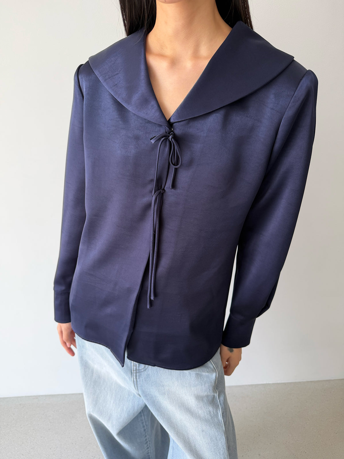 TIE MIDDY BLOUSE - ROYAL NAVY