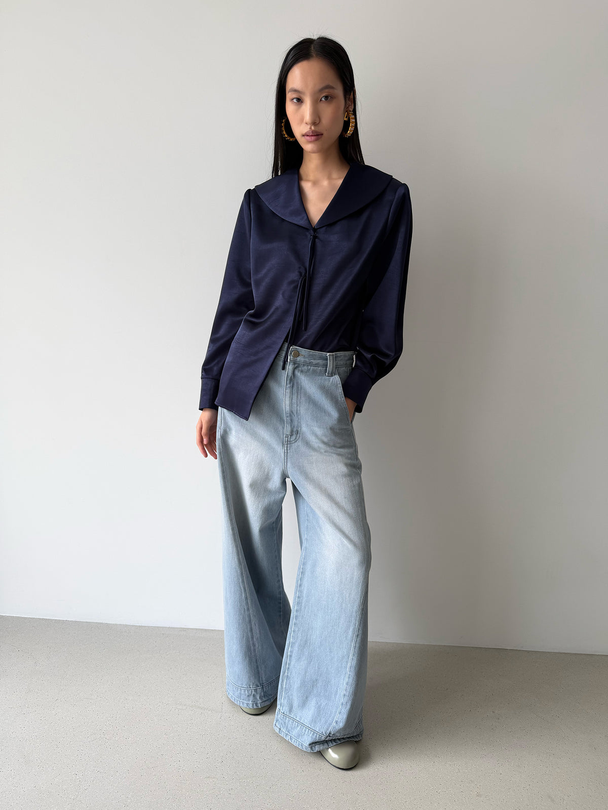 TIE MIDDY BLOUSE - ROYAL NAVY