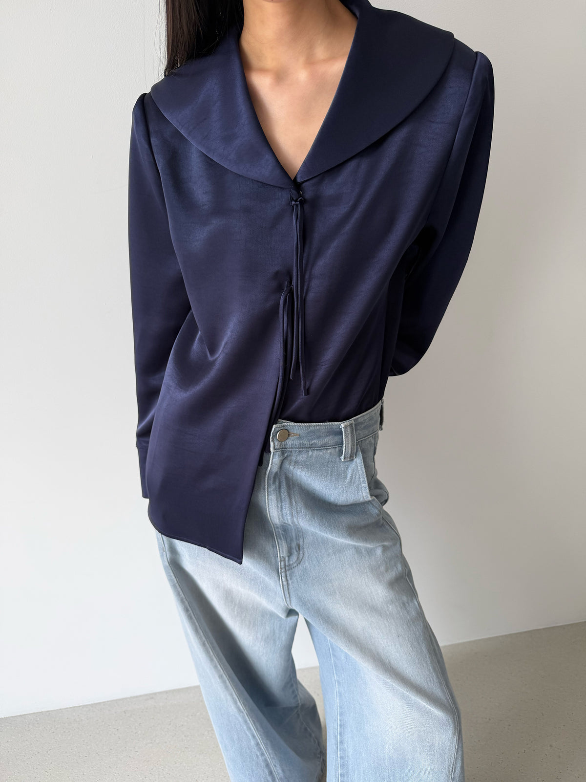 TIE MIDDY BLOUSE - ROYAL NAVY
