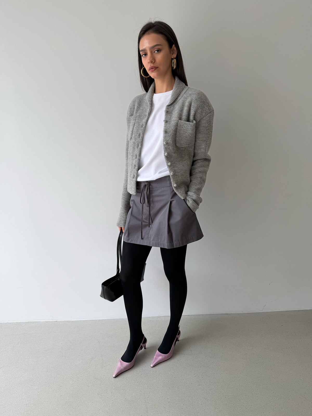 Pebble Knit Jacket- Oatmeal Gray