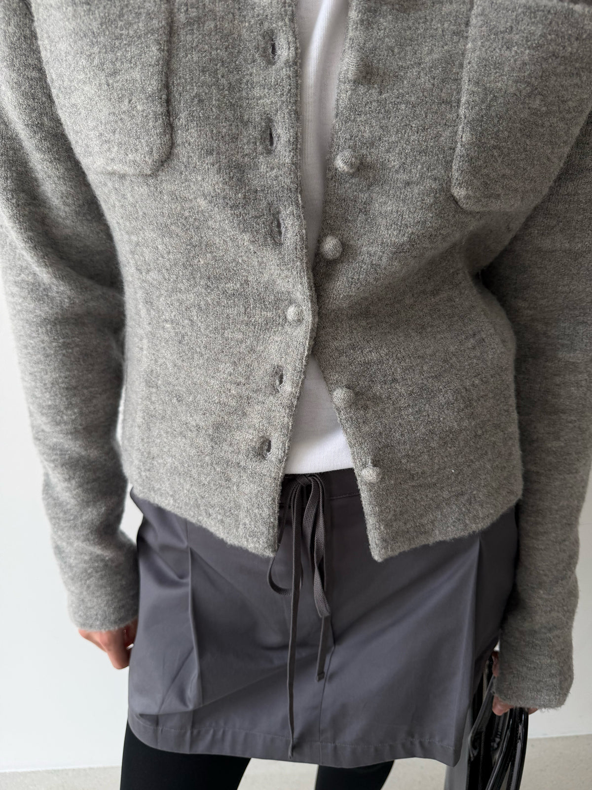 Pebble Knit Jacket- Oatmeal Gray