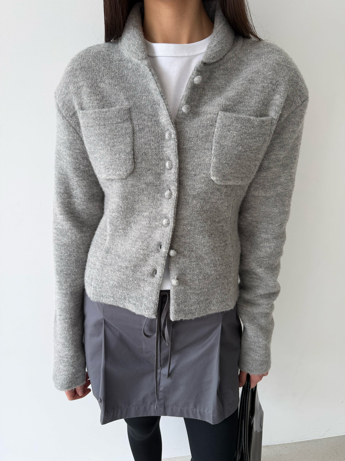 Pebble Knit Jacket- Oatmeal Gray