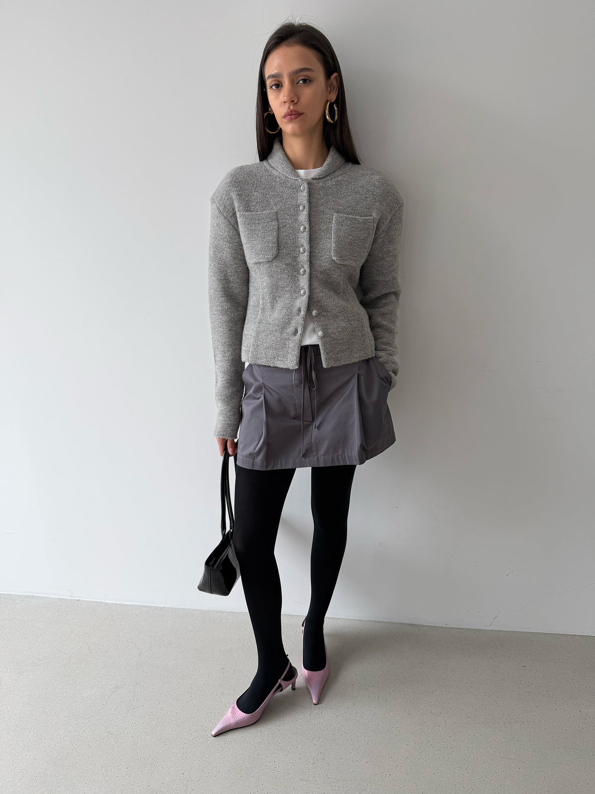 Pebble Knit Jacket- Oatmeal Gray