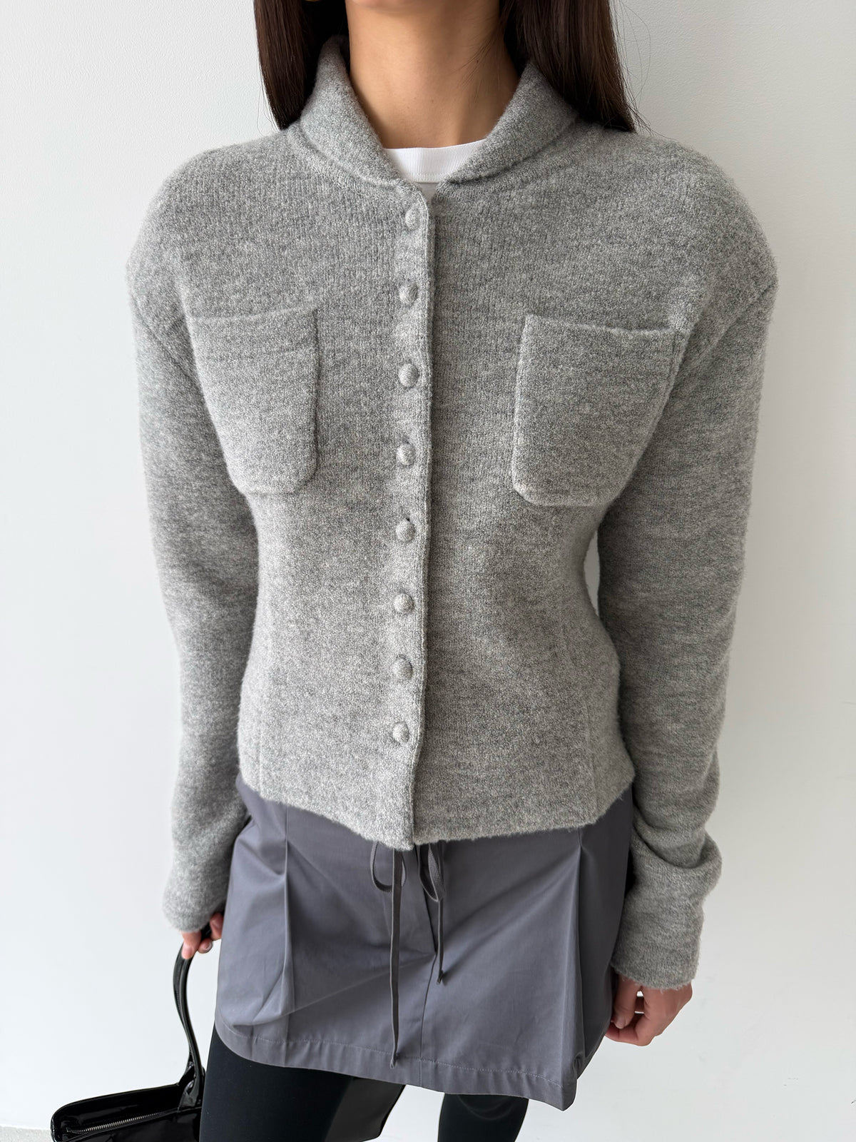 Pebble Knit Jacket- Oatmeal Gray
