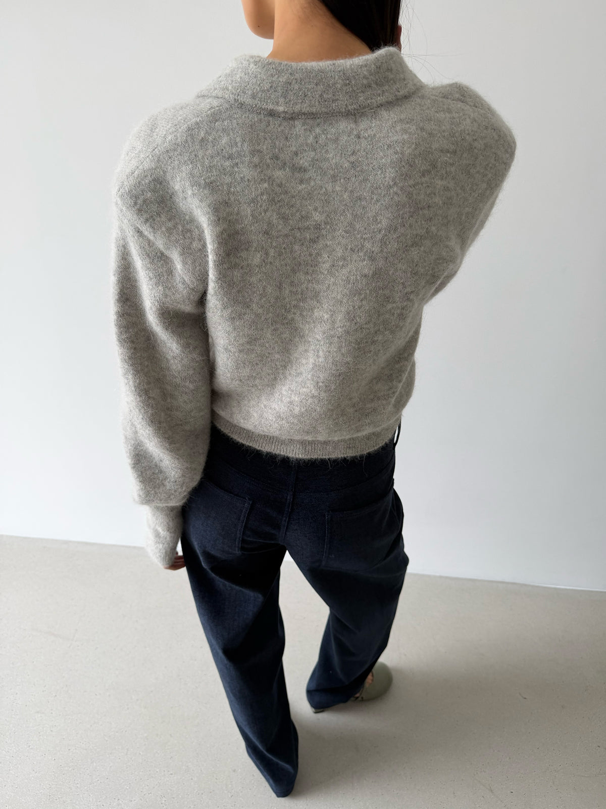 BONNIE POLO SWEATER - CLOUD GRAY