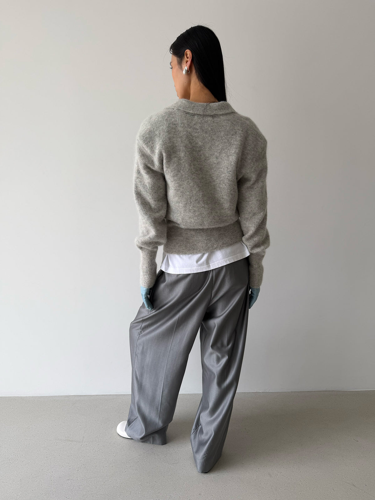 BONNIE POLO SWEATER - CLOUD GRAY