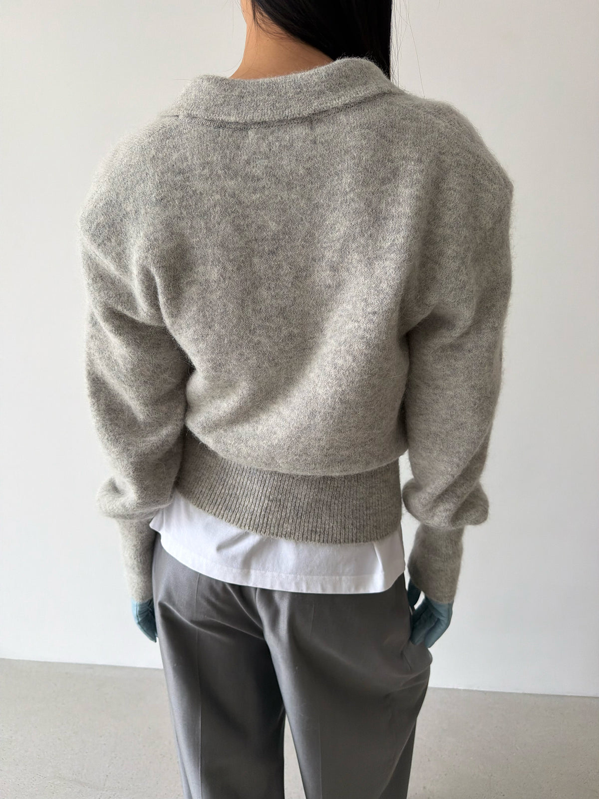 BONNIE POLO SWEATER - CLOUD GRAY