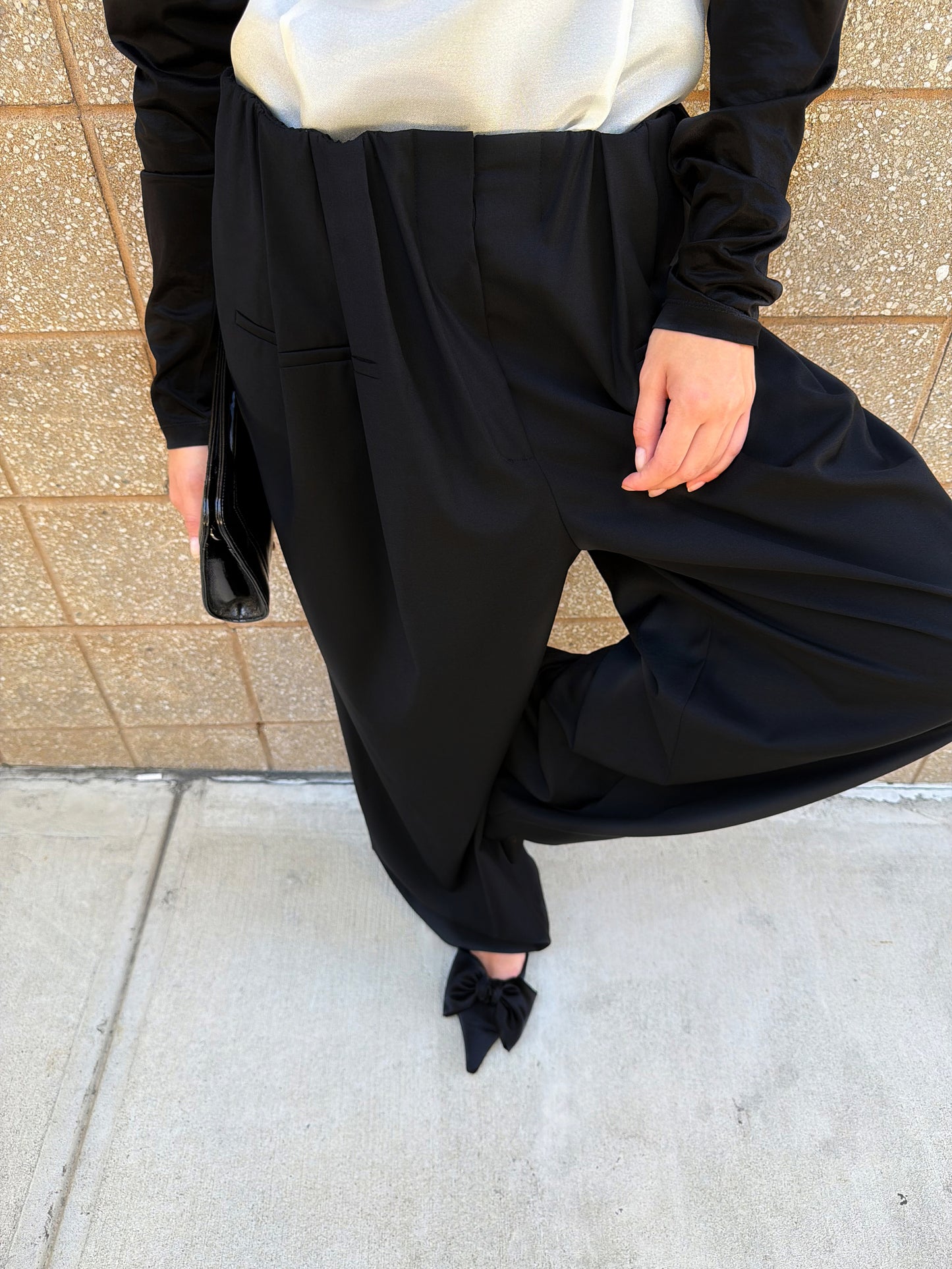 Cascade Gathered Pants - Onyx