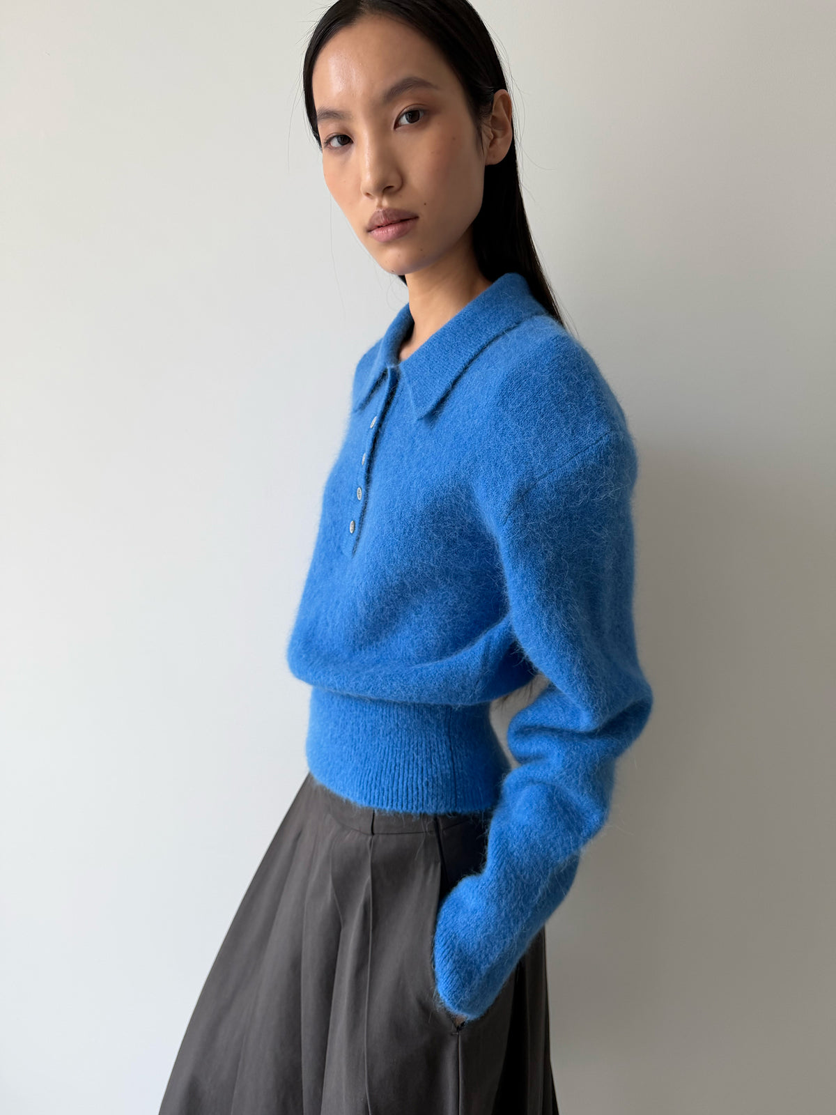 BONNIE POLO SWEATER - FRENCH BLUE