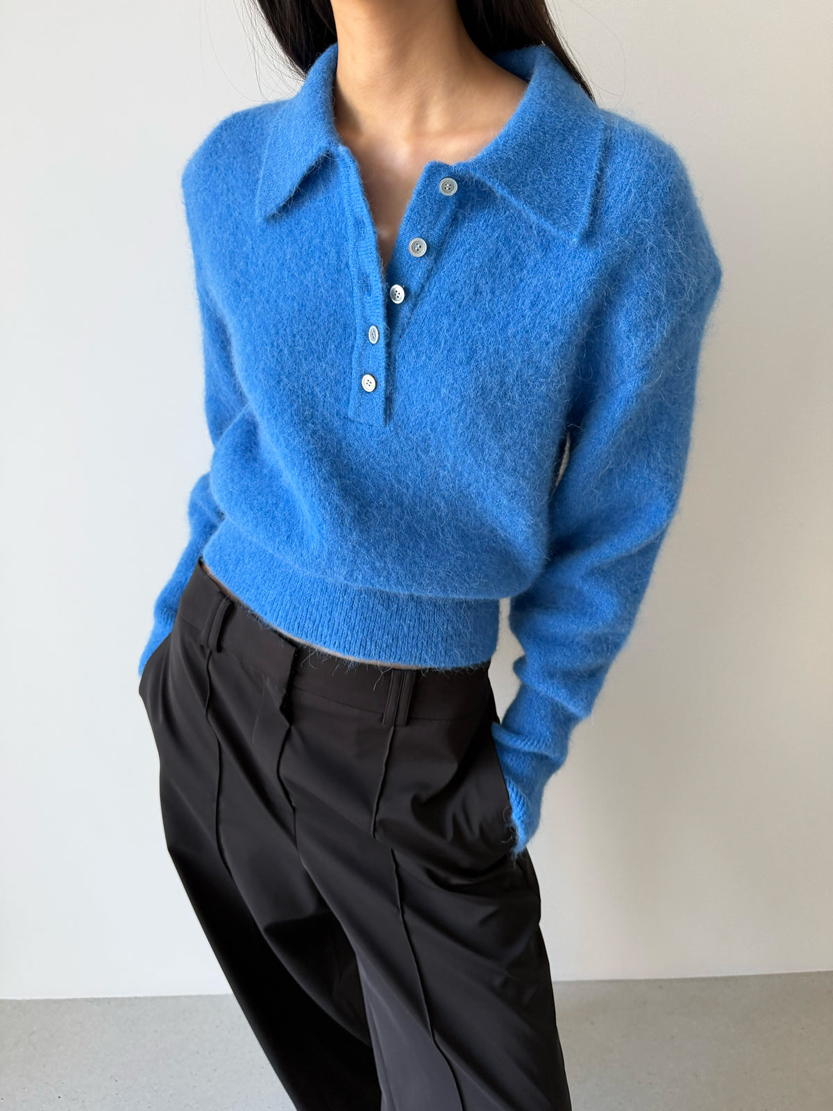 BONNIE POLO SWEATER - FRENCH BLUE