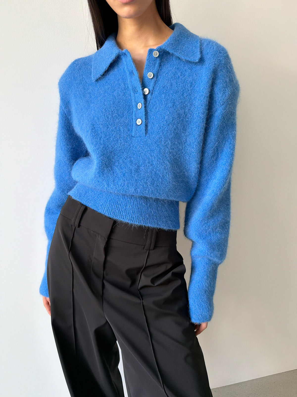BONNIE POLO SWEATER - FRENCH BLUE