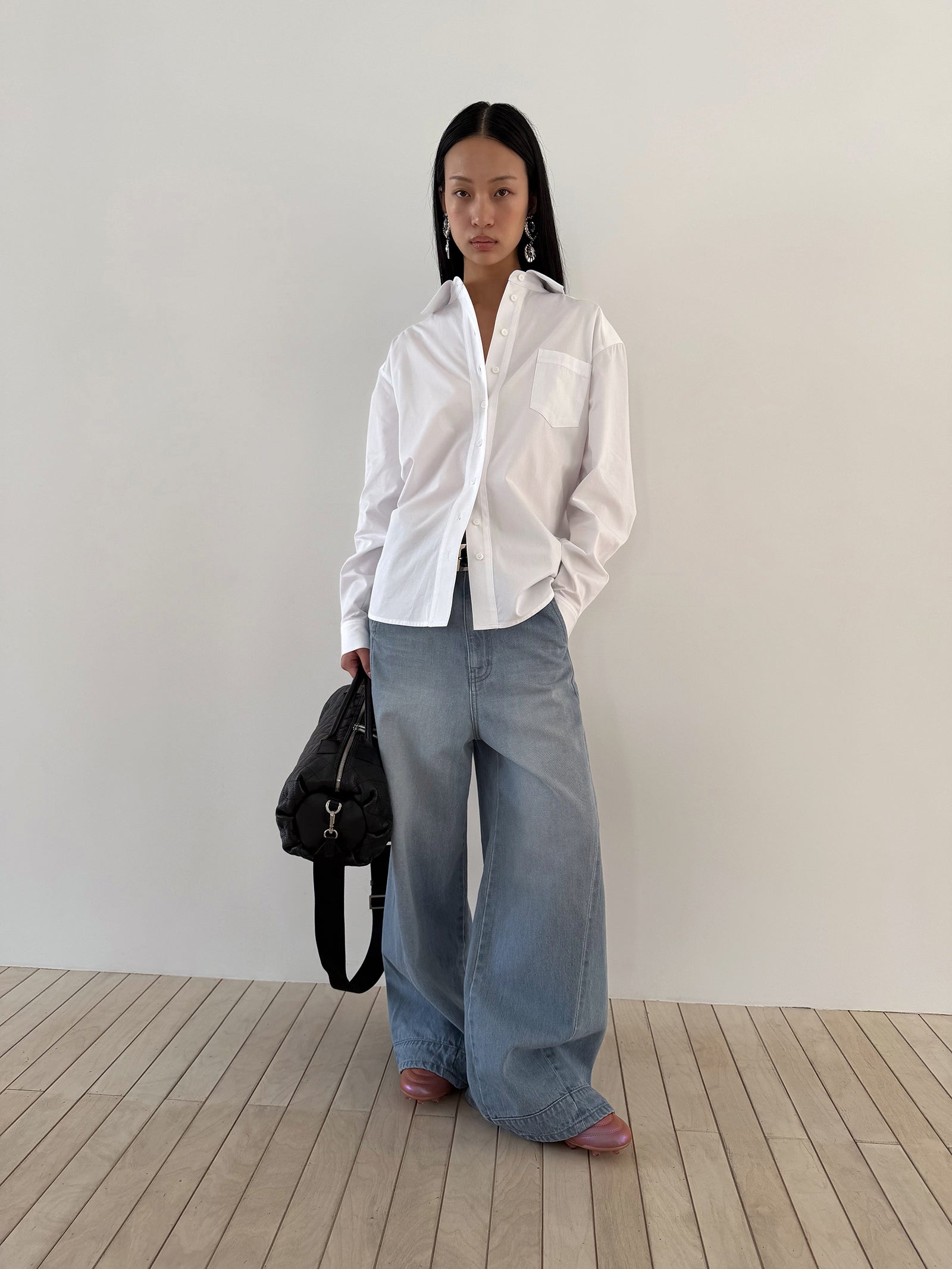 TIE BACK COTTON SHIRT - CLEAN WHITE