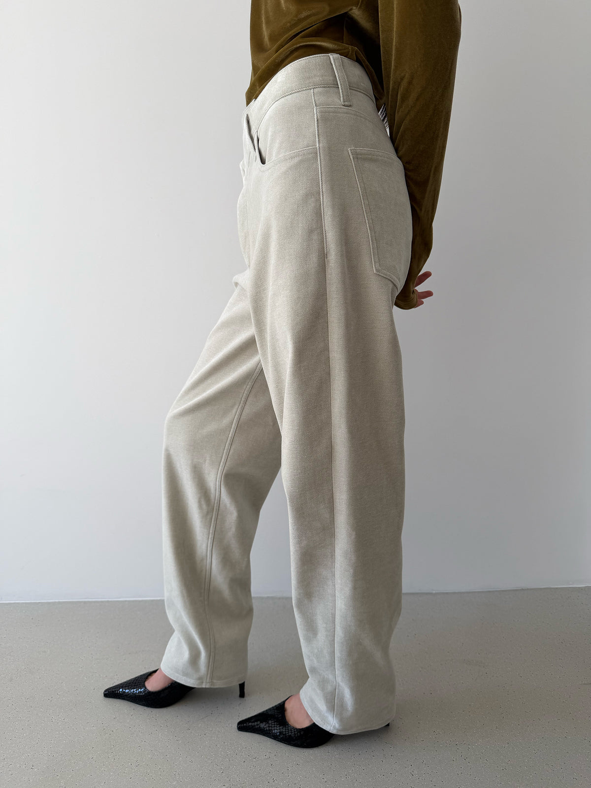Mimic Denim Pants - Oat