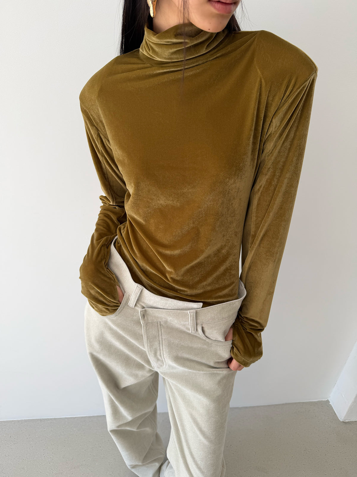 Dolce Vita High Neck Top - Antique Gold