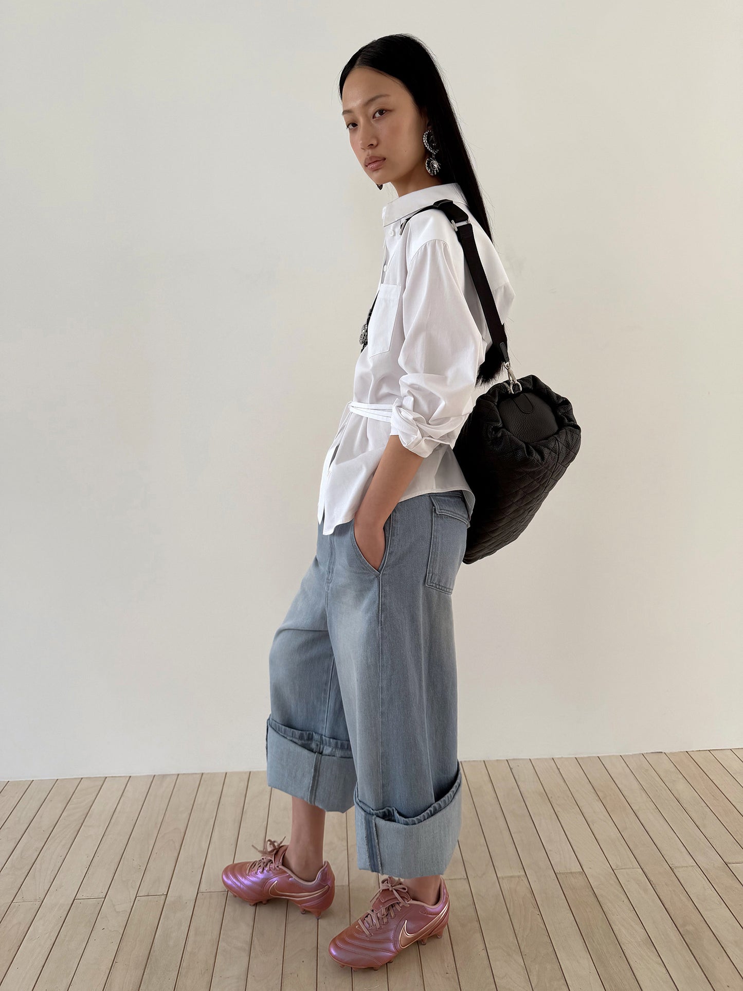 TIE BACK COTTON SHIRT - CLEAN WHITE