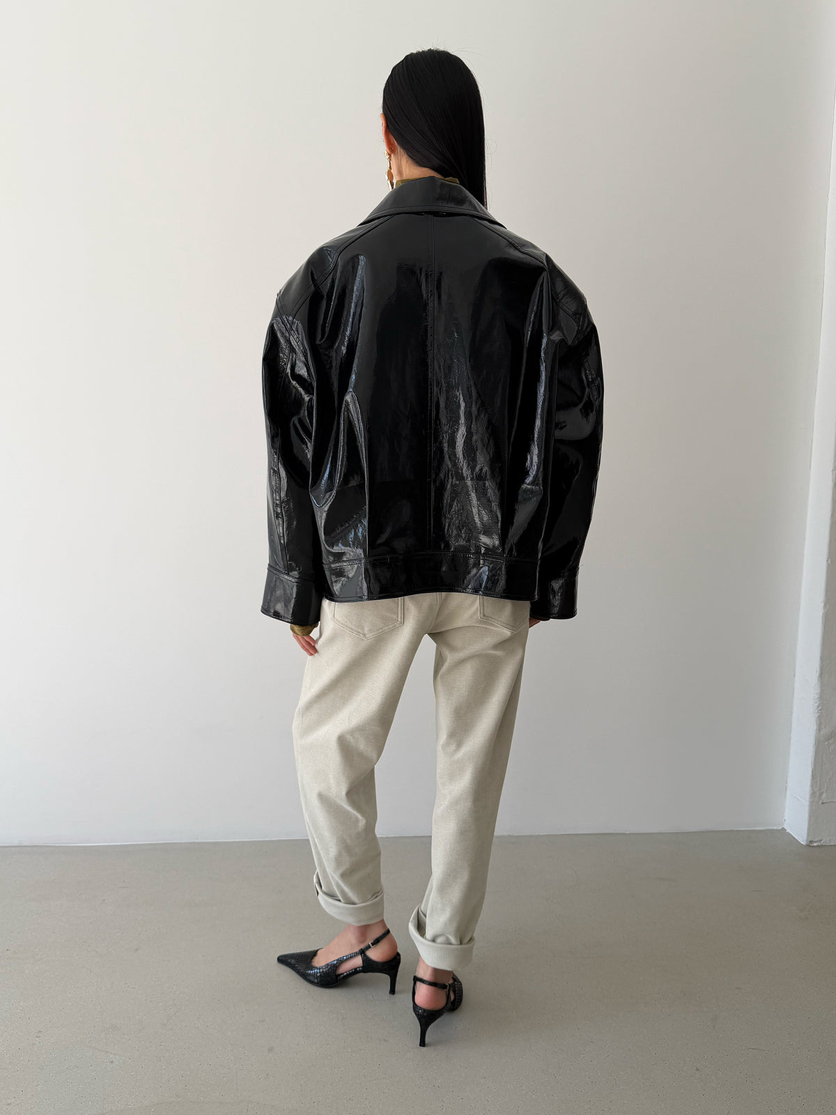 HYBRID ZIP-UP JACKET - GLOSSY BLACK