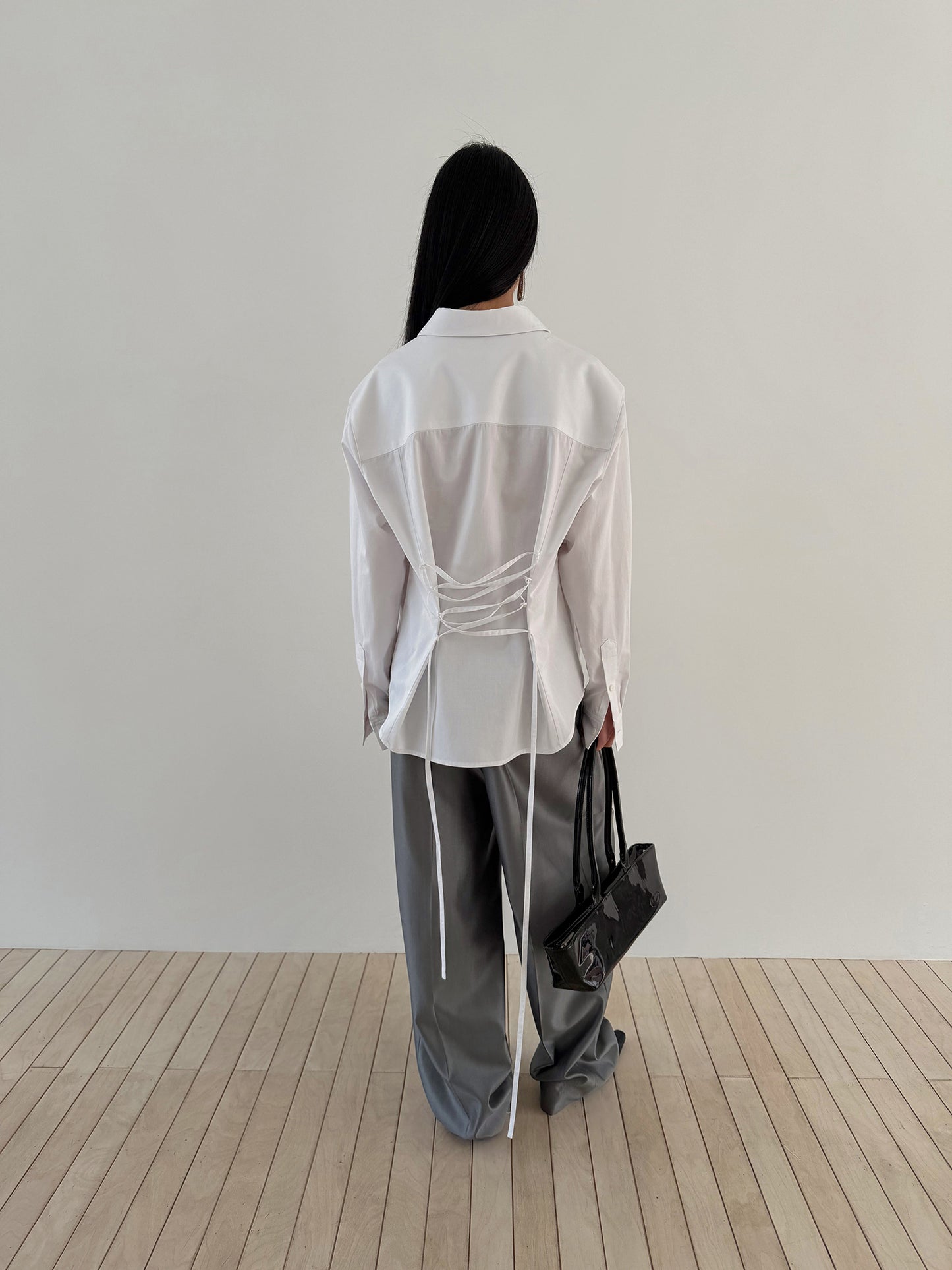 TIE BACK COTTON SHIRT - CLEAN WHITE