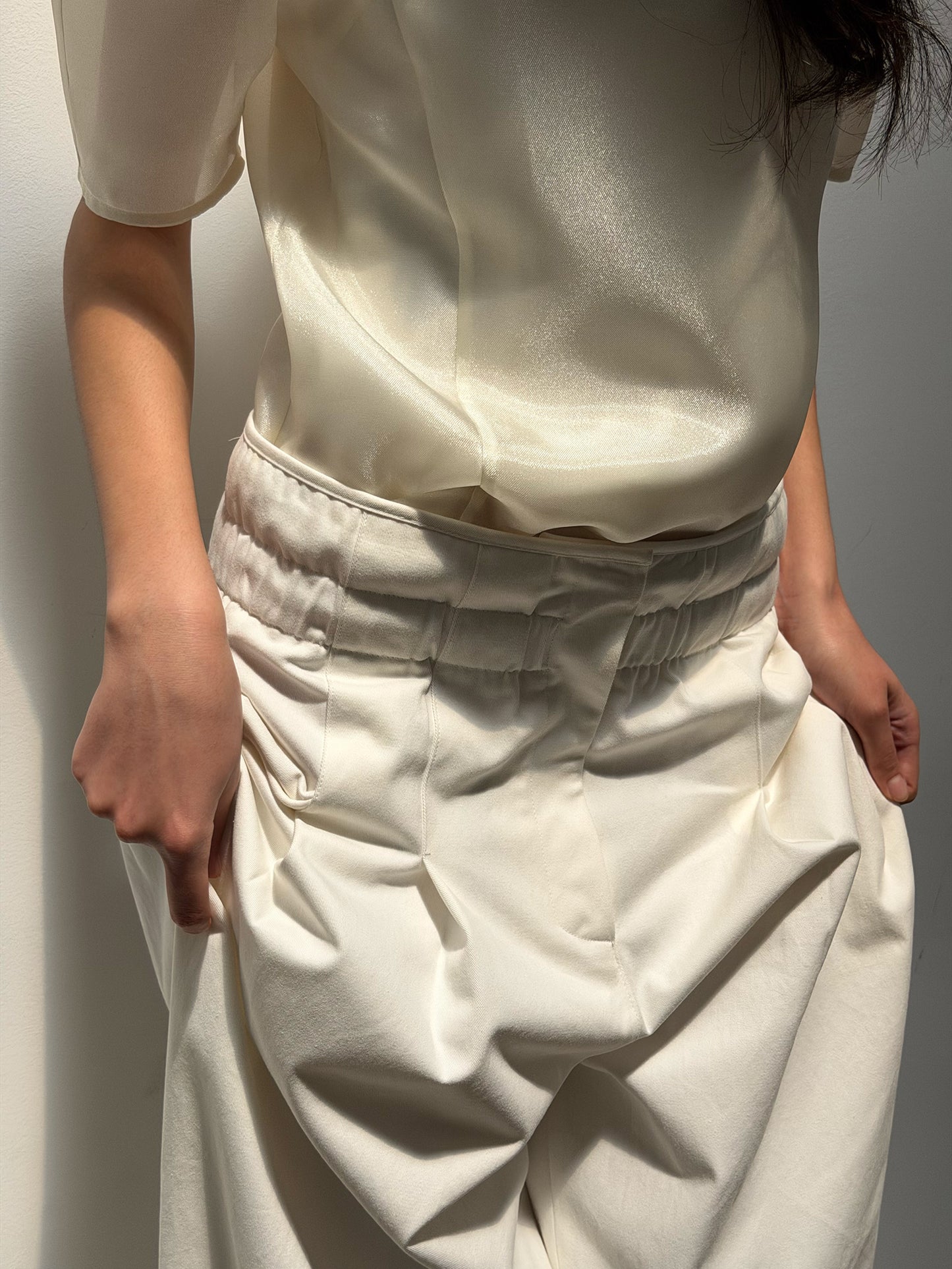 Organza Mock Neck Blouse - Soft Champagne