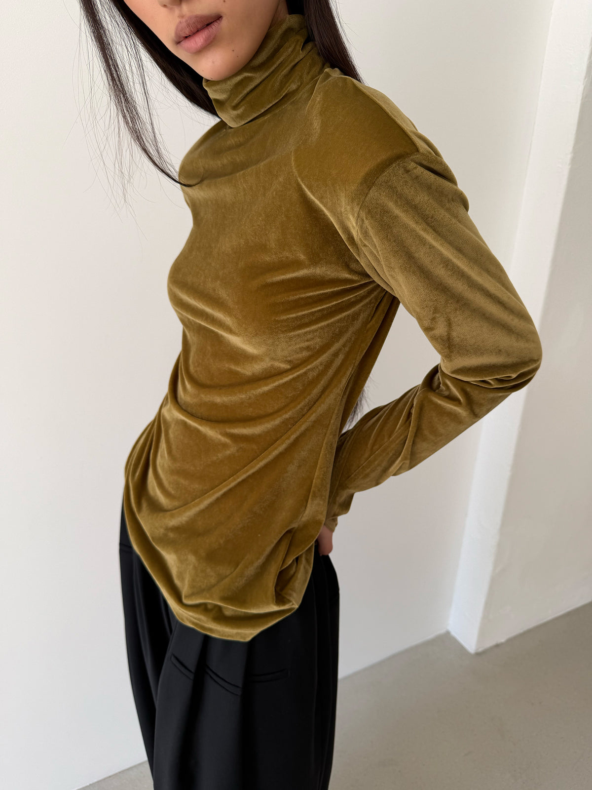 Dolce Vita High Neck Top - Antique Gold