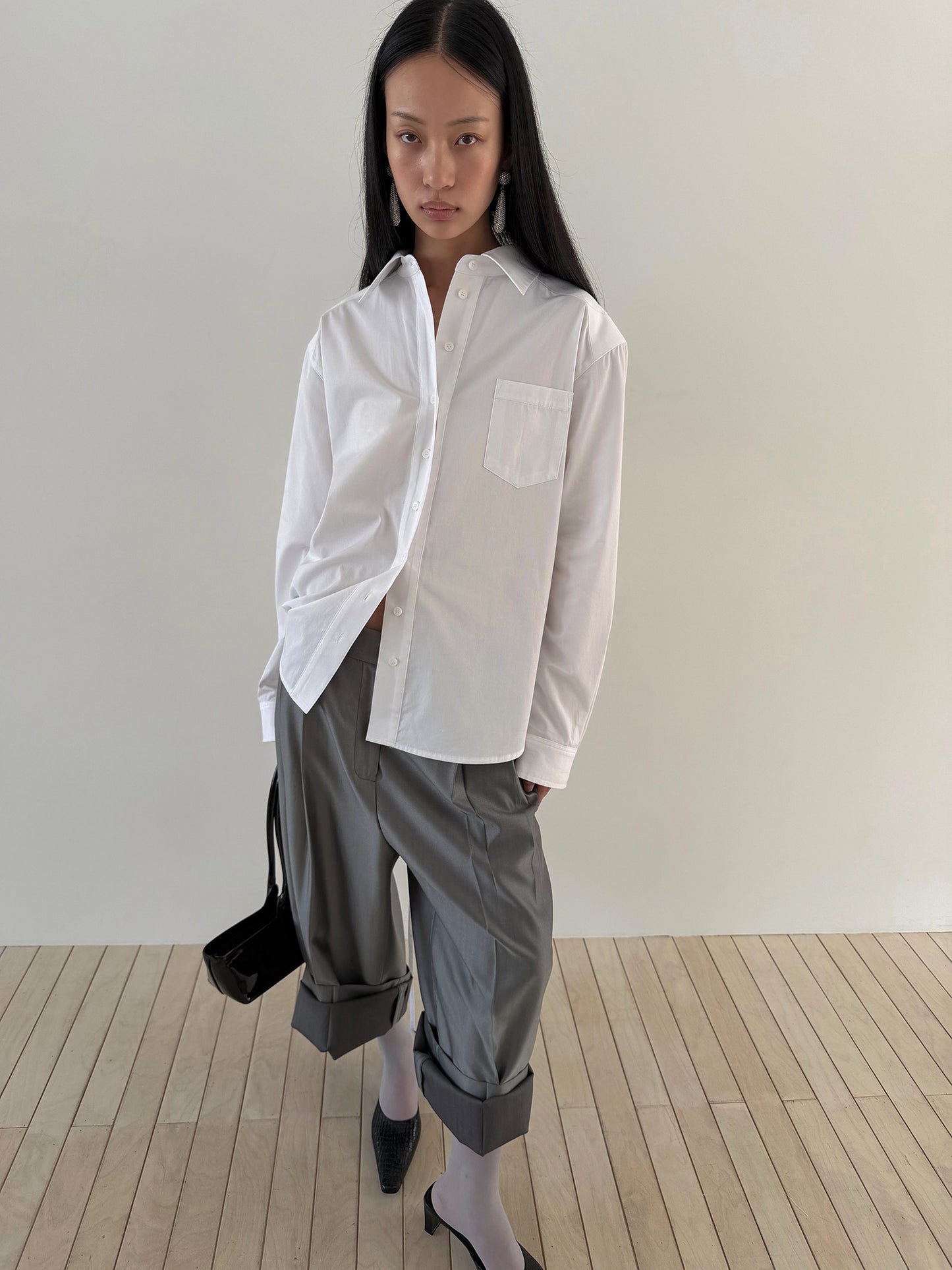 WIDE TAILORED TROUSERS - SILKY GRAY