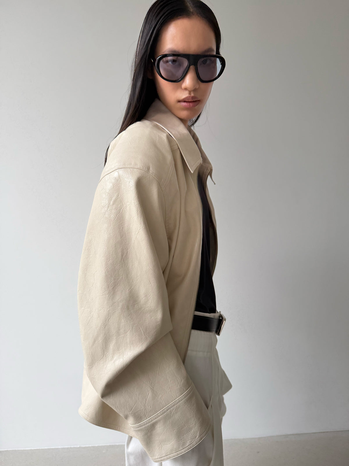 HYBRID ZIP-UP JACKET - PORCELAIN
