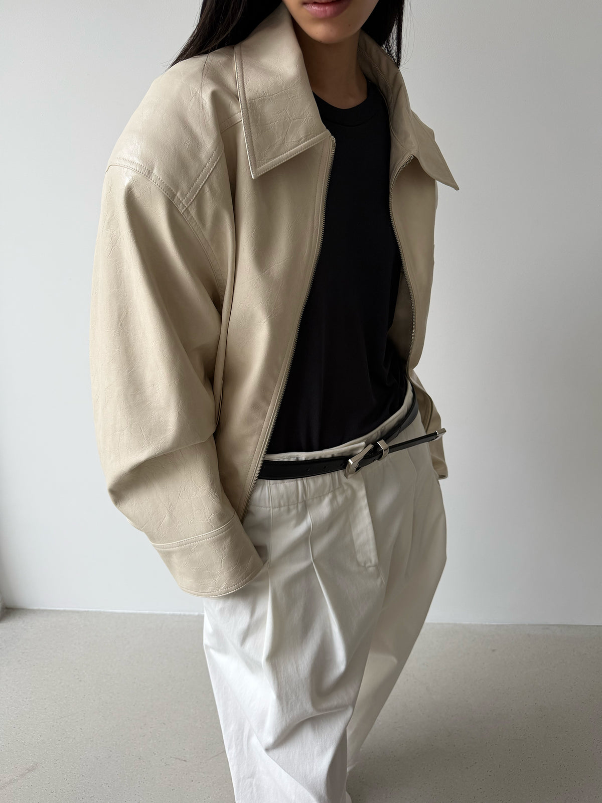 HYBRID ZIP-UP JACKET - PORCELAIN
