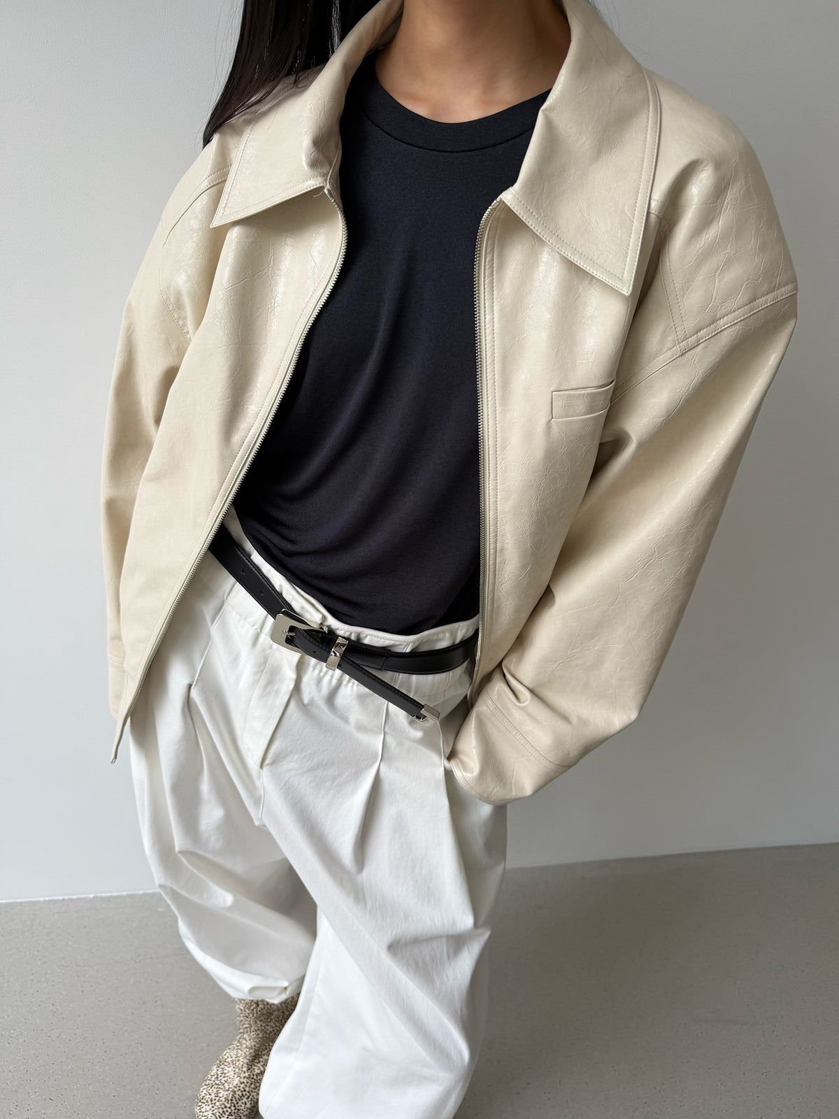 HYBRID ZIP-UP JACKET - PORCELAIN