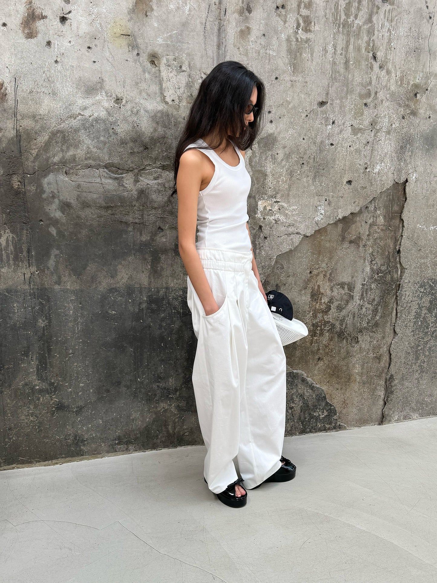 High-waisted Banding Pants - White Chocolate