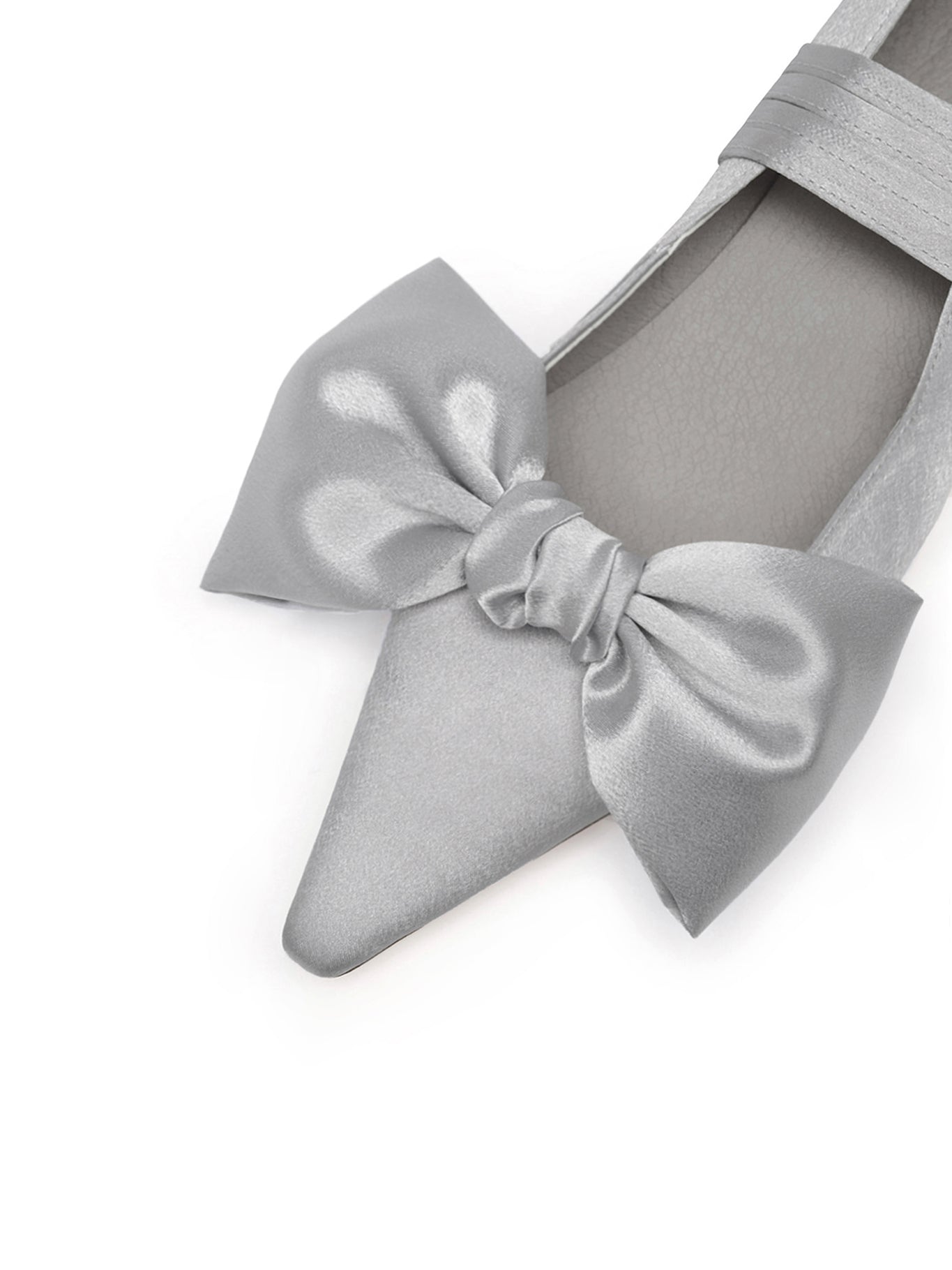 Ribbon Lace Up Pumps Satin - Silver Gray