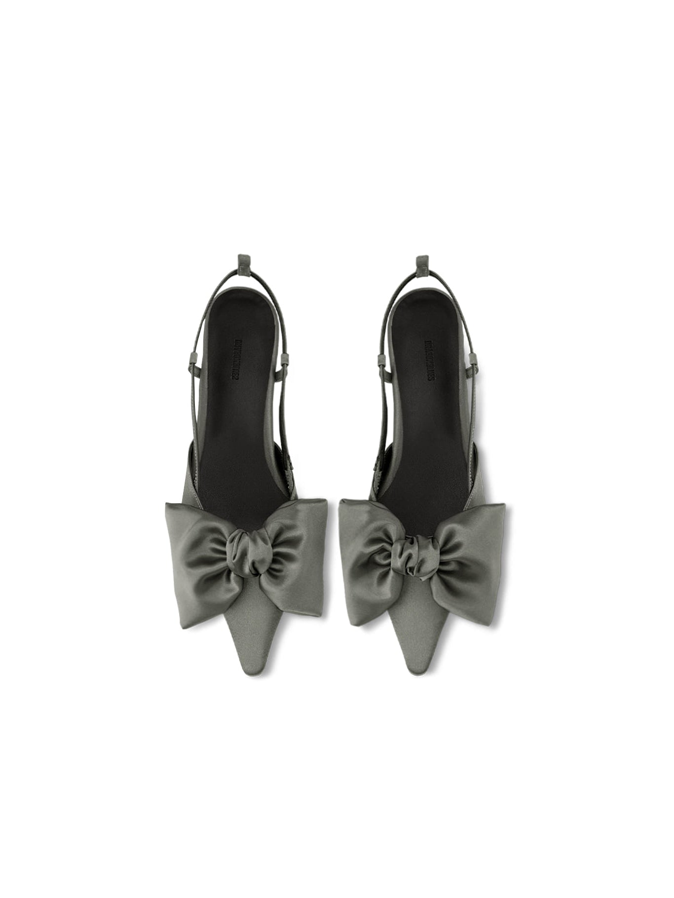 Ribbon Lace Up Slingback Satin - Steel Gray